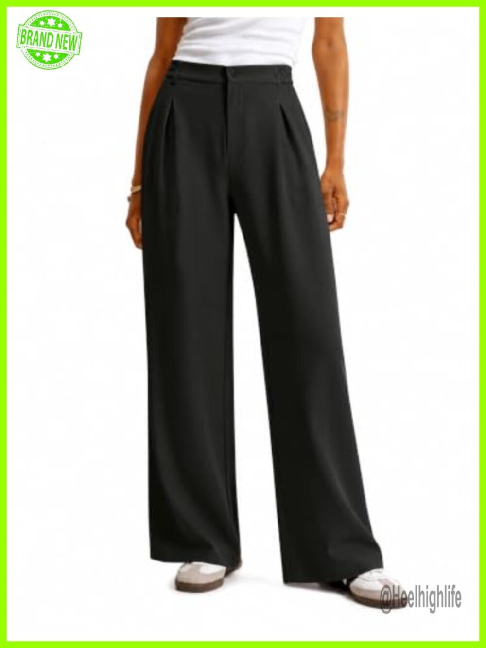 Wide Leg Dress Pants Office Work Trousers with Pockets Pleated
